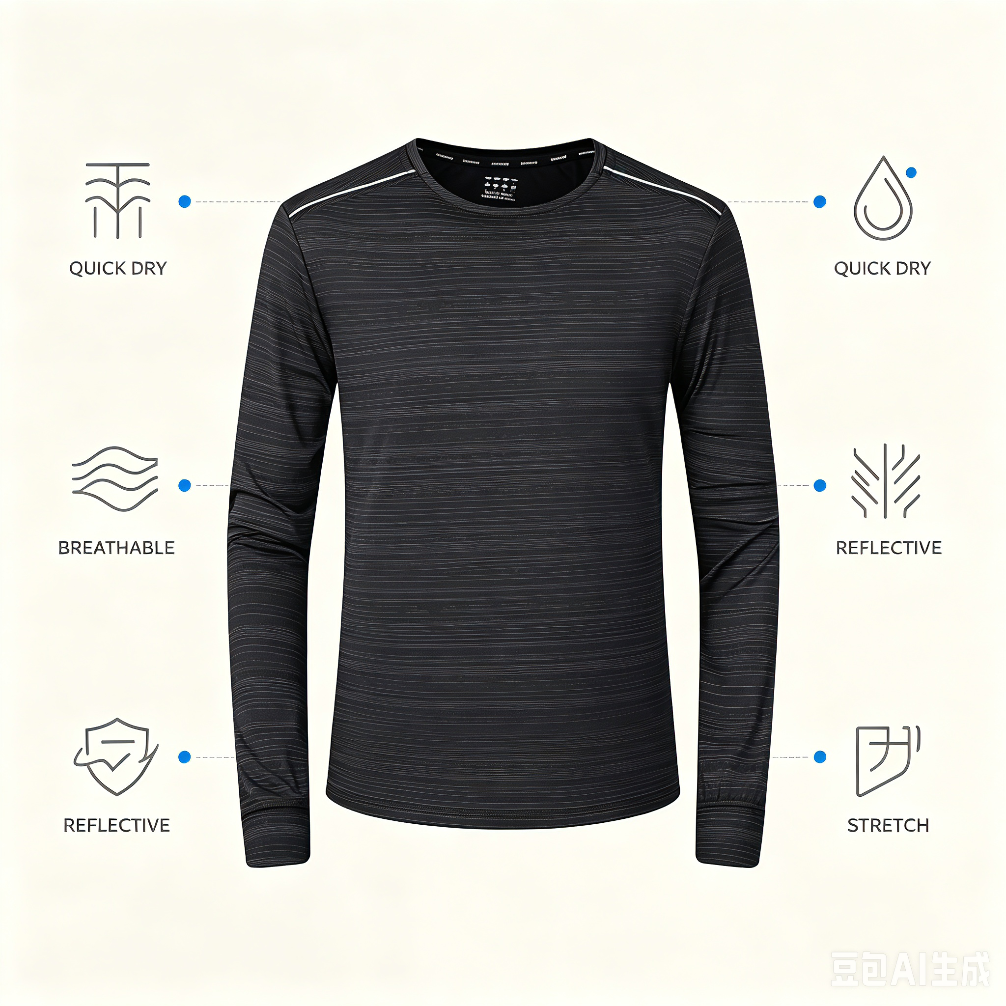 Men's Quick-Dry Long Sleeve Training Top — Heather Charcoal